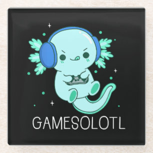 Kawaii Gamesolotl Axolotl Gamer Glass Coaster