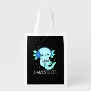 Kawaii Gamesolotl Axolotl Gamer Grocery Bag