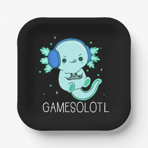 Kawaii Gamesolotl Axolotl Gamer Paper Plates