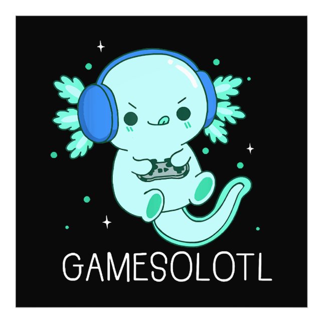 Kawaii Gamesolotl Axolotl Gamer Photo Print (Front)