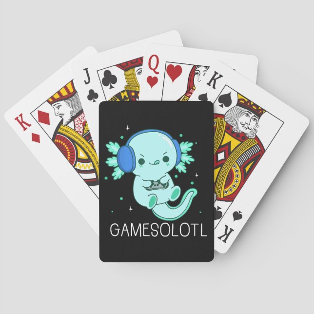 Kawaii Gamesolotl Axolotl Gamer Poker Cards (Back)