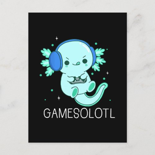 Kawaii Gamesolotl Axolotl Gamer Postcard