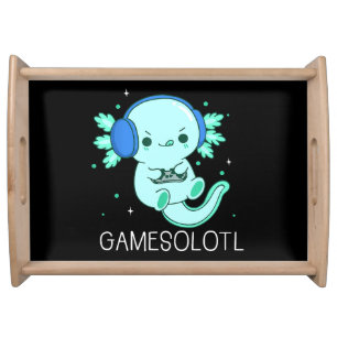Kawaii Gamesolotl Axolotl Gamer Serving Tray