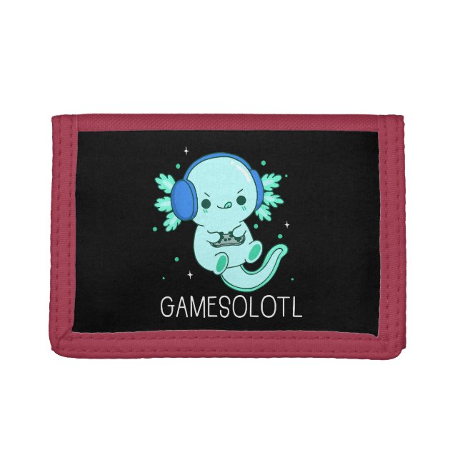 Kawaii Gamesolotl Axolotl Gamer Trifold Wallet (Front)