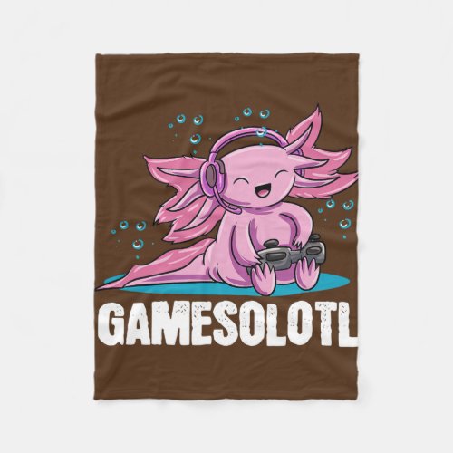 Kawaii Gaming Axolotl Gamer Gamesolotl  Fleece Blanket