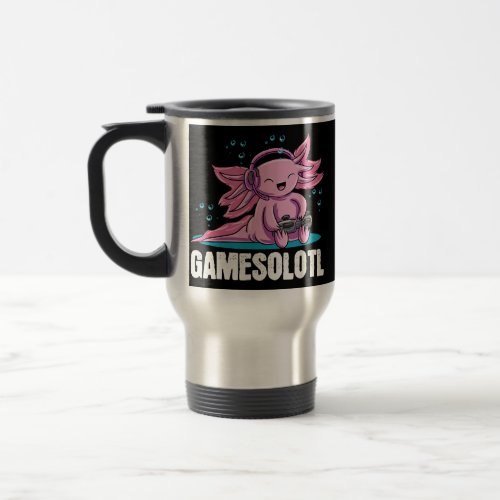 Kawaii Gaming Axolotl Gamer Gamesolotl  Travel Mug