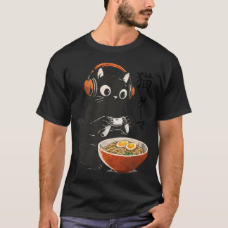 Kawaii Gaming Japanese Cat Gamer Retro Ramen T-Shirt