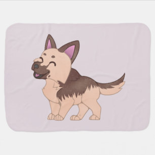Kawaii German Shepherd Dog Baby Blanket