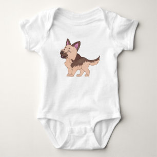 Kawaii German Shepherd Dog Baby Bodysuit