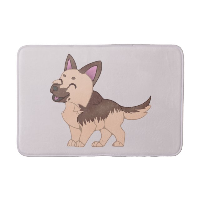 Kawaii German Shepherd Dog Bath Mat (Front)