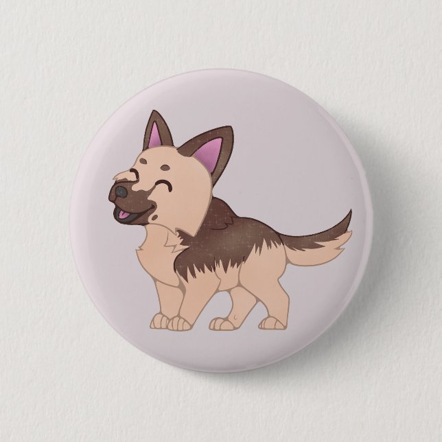 Kawaii German Shepherd Dog Button (Front)