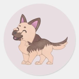 Kawaii German Shepherd Dog Classic Round Sticker