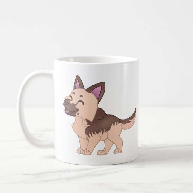 Kawaii German Shepherd Dog Coffee Mug (Left)