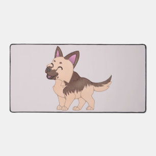 Kawaii German Shepherd Dog Desk Mat