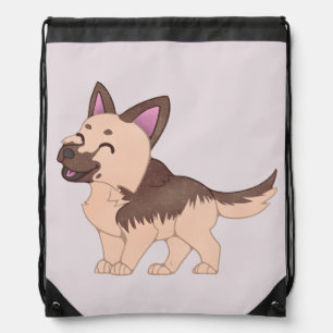 Kawaii German Shepherd Dog Drawstring Bag