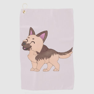 Kawaii German Shepherd Dog Golf Towel