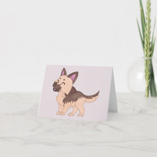 Kawaii German Shepherd Dog Letterpress Thank You Card