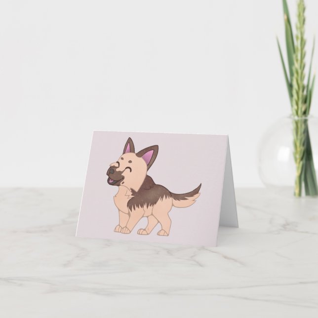 Kawaii German Shepherd Dog Letterpress Thank You Card (Front)