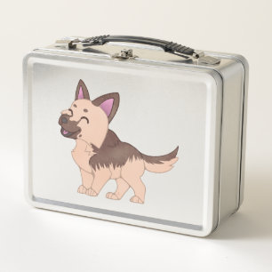 Kawaii German Shepherd Dog Metal Lunch Box