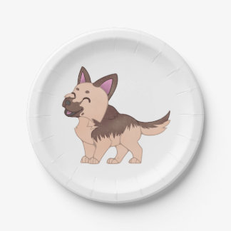 Kawaii German Shepherd Dog Paper Plates