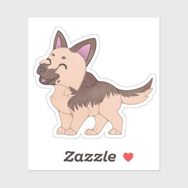 Kawaii German Shepherd Dog Sticker (Sheet)