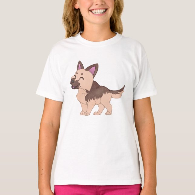Kawaii German Shepherd Dog T-Shirt (Front)