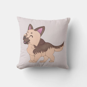 Kawaii German Shepherd Dog Throw Pillow