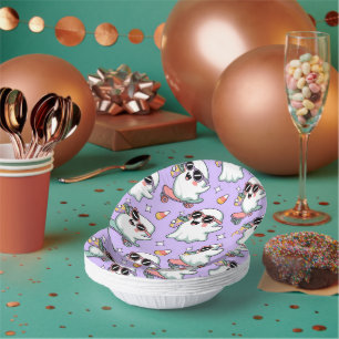Kawaii Ghost Bubble Tea Pattern –Cute Pastel Ghost Paper Bowls