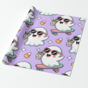 Kawaii Ghost Bubble Tea Pattern –Cute Pastel Ghost Wrapping Paper