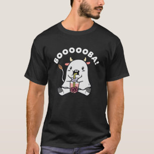 Kawaii Ghost Cow With Boba Tea Costume For Hallowe T-Shirt