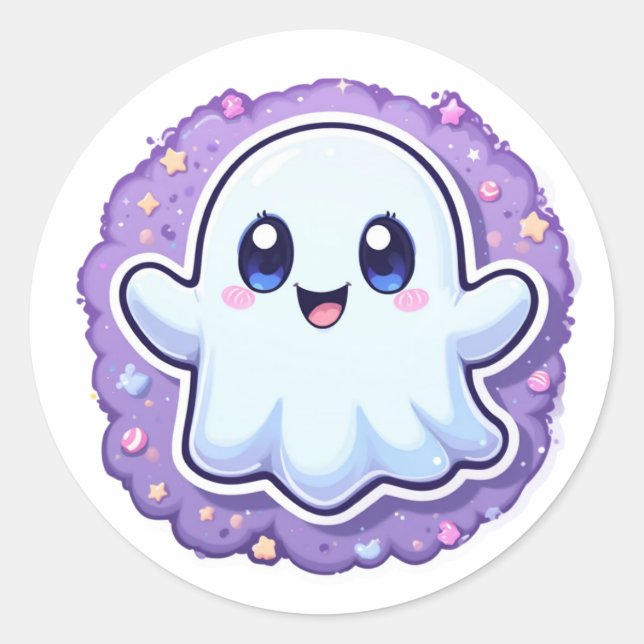Kawaii Ghost Craft Sticker – Pastel Halloween Deco (Front)
