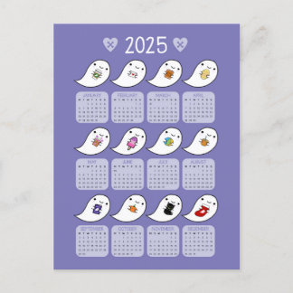 Kawaii Ghost Favourites 2025 Calendar Postcard