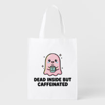 Kawaii Ghost Funny Dead Inside But Caffeinated