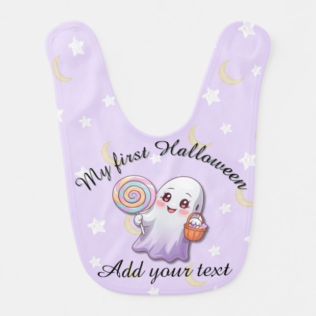 Kawaii Ghost Halloween Bib (Front)