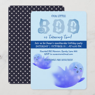 Kawaii Ghost Halloween Birthday Party Invitation