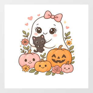 Kawaii Ghost Halloween Black Cat Pumpkin Fall Spoo Window Cling