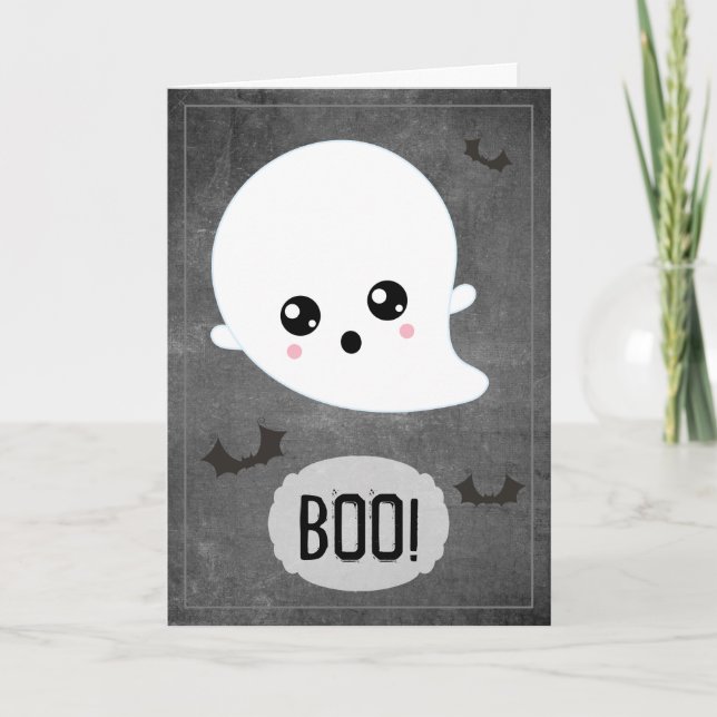 Kawaii Ghost Halloween Card (Front)