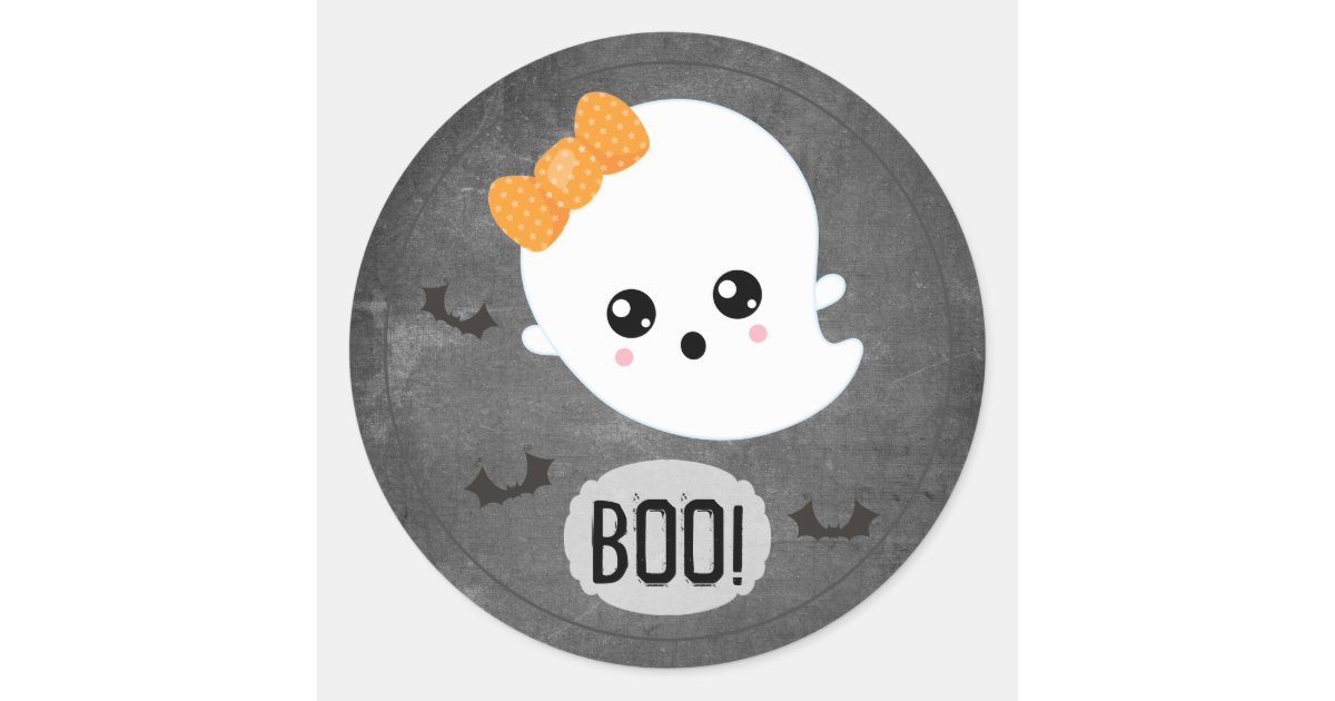 Kawaii Ghost Halloween Classic Round Sticker | Zazzle
