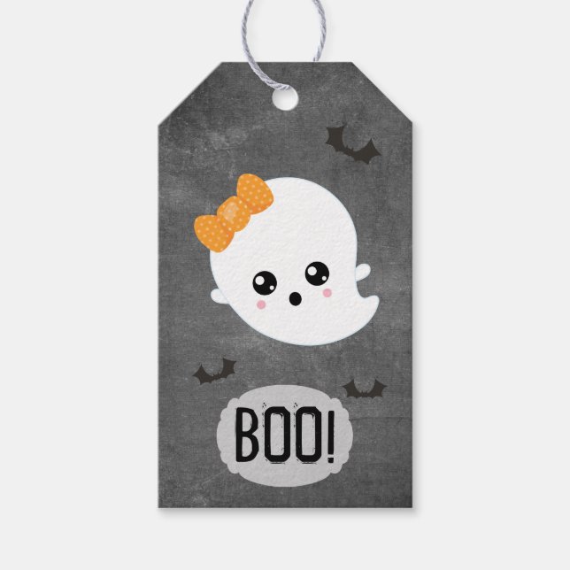 Kawaii Ghost Halloween Gift Tags (Front)