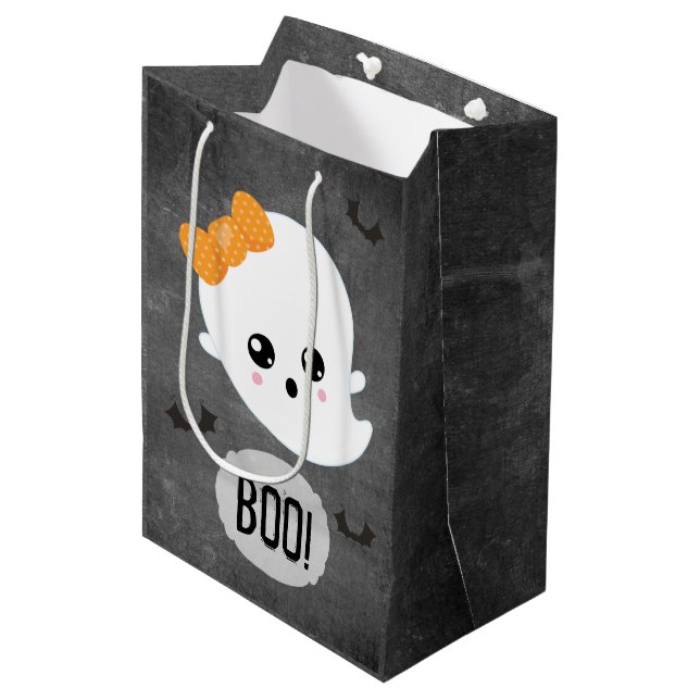 Kawaii Ghost Halloween Medium Gift Bag (Front Angled)