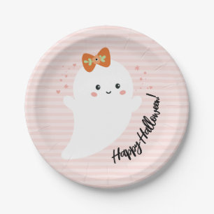 Kawaii Ghost Halloween Paper Plates