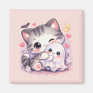 Kawaii Ghost Hug Kitty Magnet