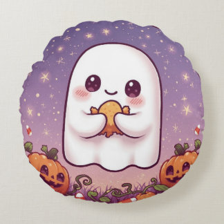 Kawaii Ghost Round Pillow 💜👻