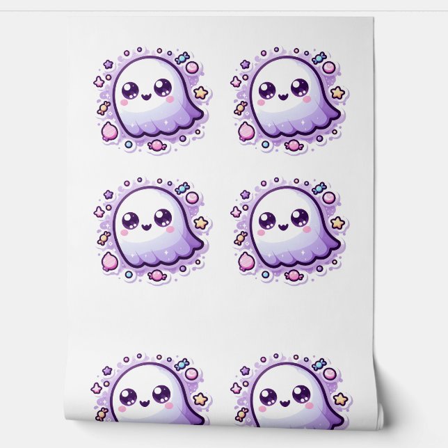 Kawaii Ghost Wallpaper Cute Pastel Halloween Wallpaper (Unrolling)