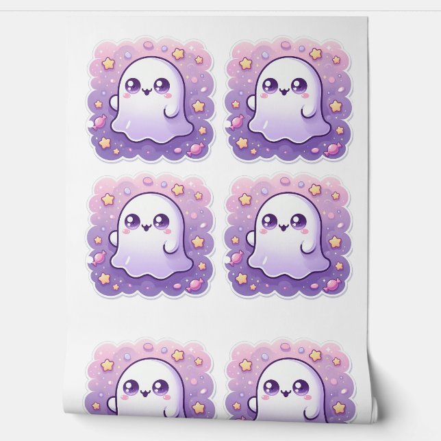 Kawaii Ghost Wallpaper Cute Pastel Halloween Wallpaper (Unrolling)