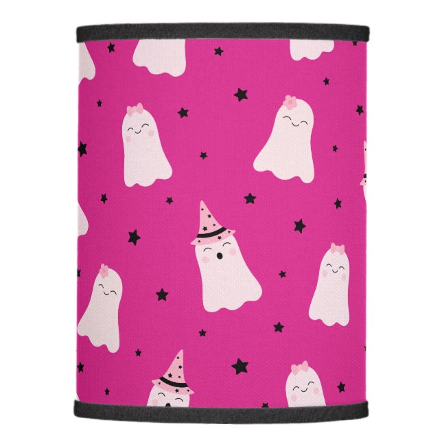 Kawaii Ghosts Pink Halloween Lamp Shade (Front)