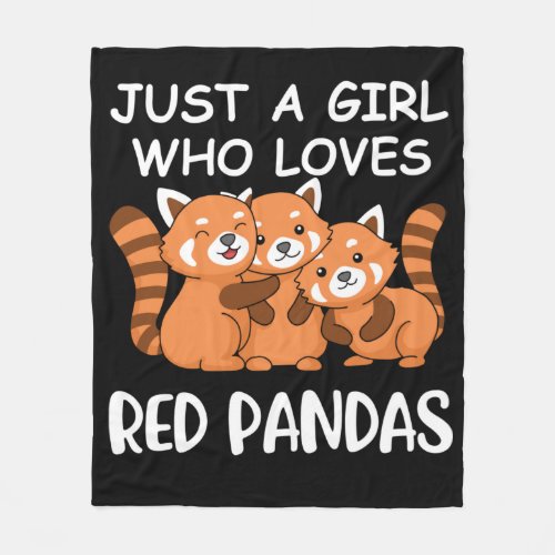 Kawaii Gift Women Just A Girl Who Loves Red Pandas Fleece Blanket