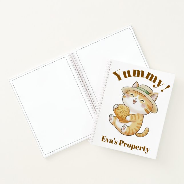 Kawaii Ginger Cat with Taiyaki Fish Spiral Noteboo Notebook (Inside)