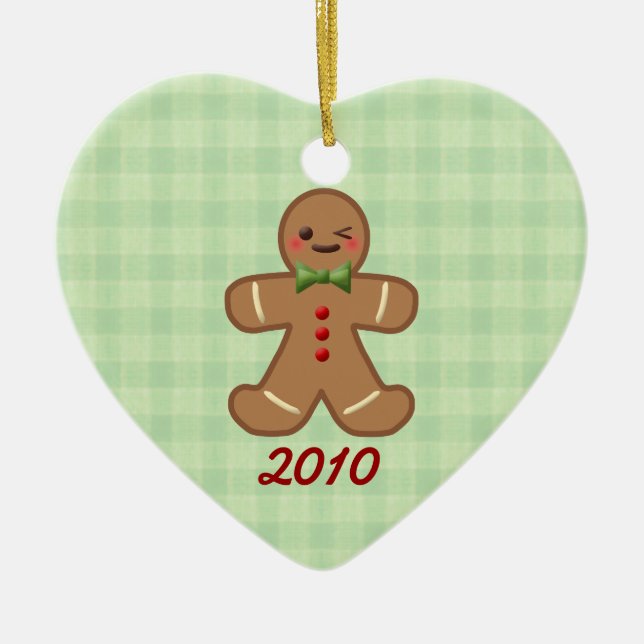 Kawaii Gingerbread Man Ceramic Ornament (Front)