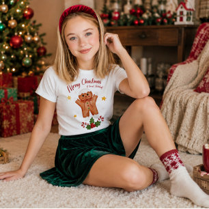 Kawaii Gingerbread Man Merry Christmas Kids T-Shirt